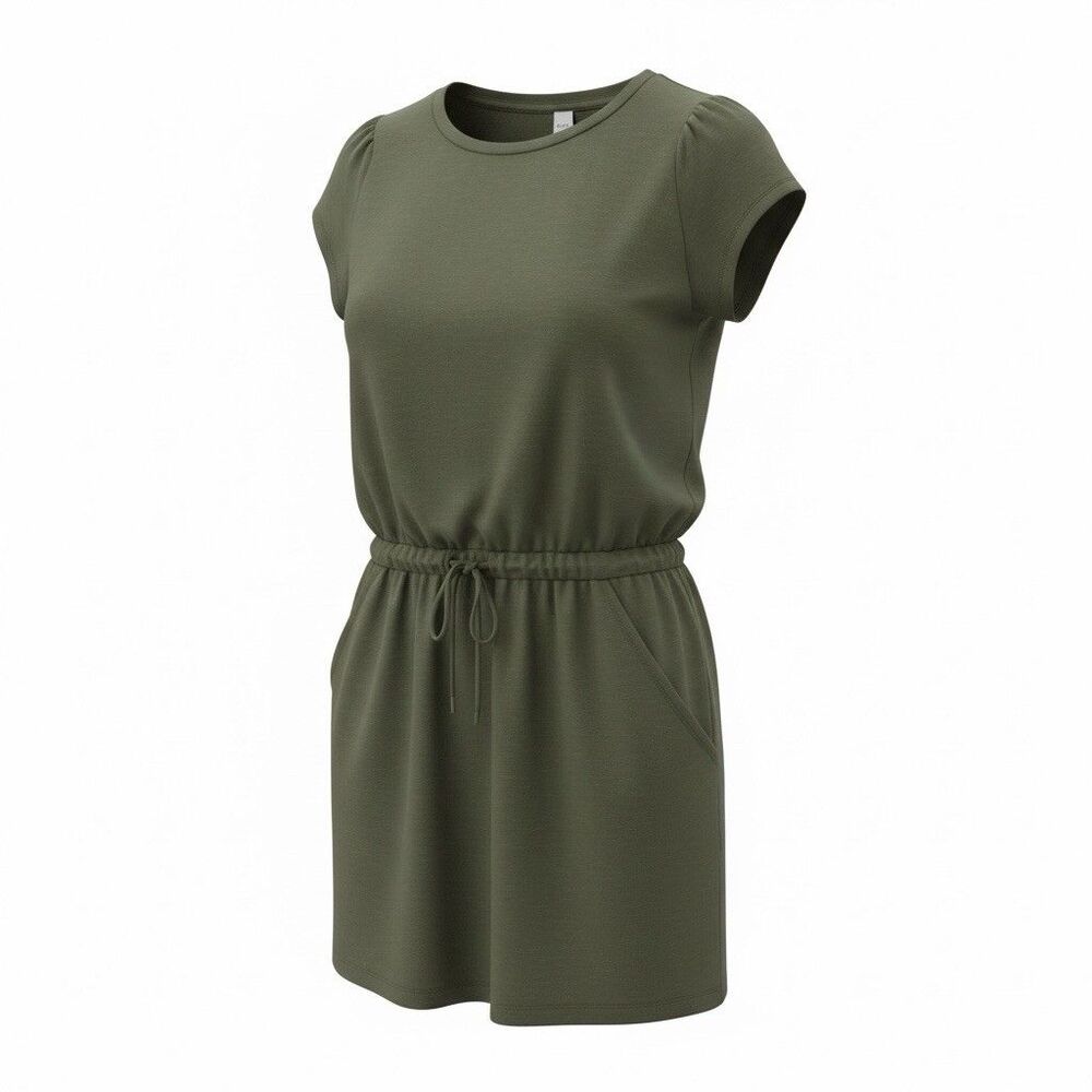 St John’s Bay Active Green Drawstring Dress Pockets Women’s Petite Small PS NWT